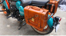 For Royal Enfield Goan Classic 350 Leather Pannier Bags Brown Tan With Mounting - SPAREZO For Royal Enfield Goan Classic 350 Leather Pannier Bags Brown Tan With Mounting - SPAREZO